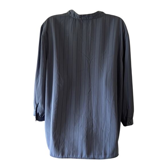 Chico’s 3 Blue Striped Silky Blouse - Picture 3 of 8